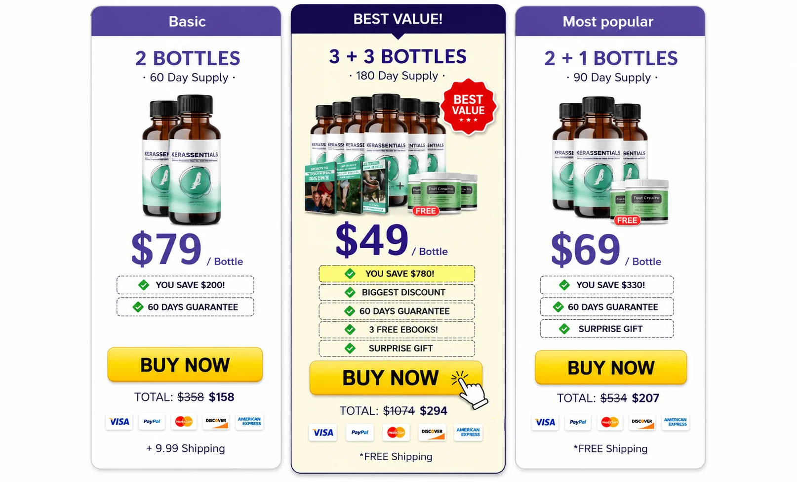 Kerassentials Official Pricing Packages