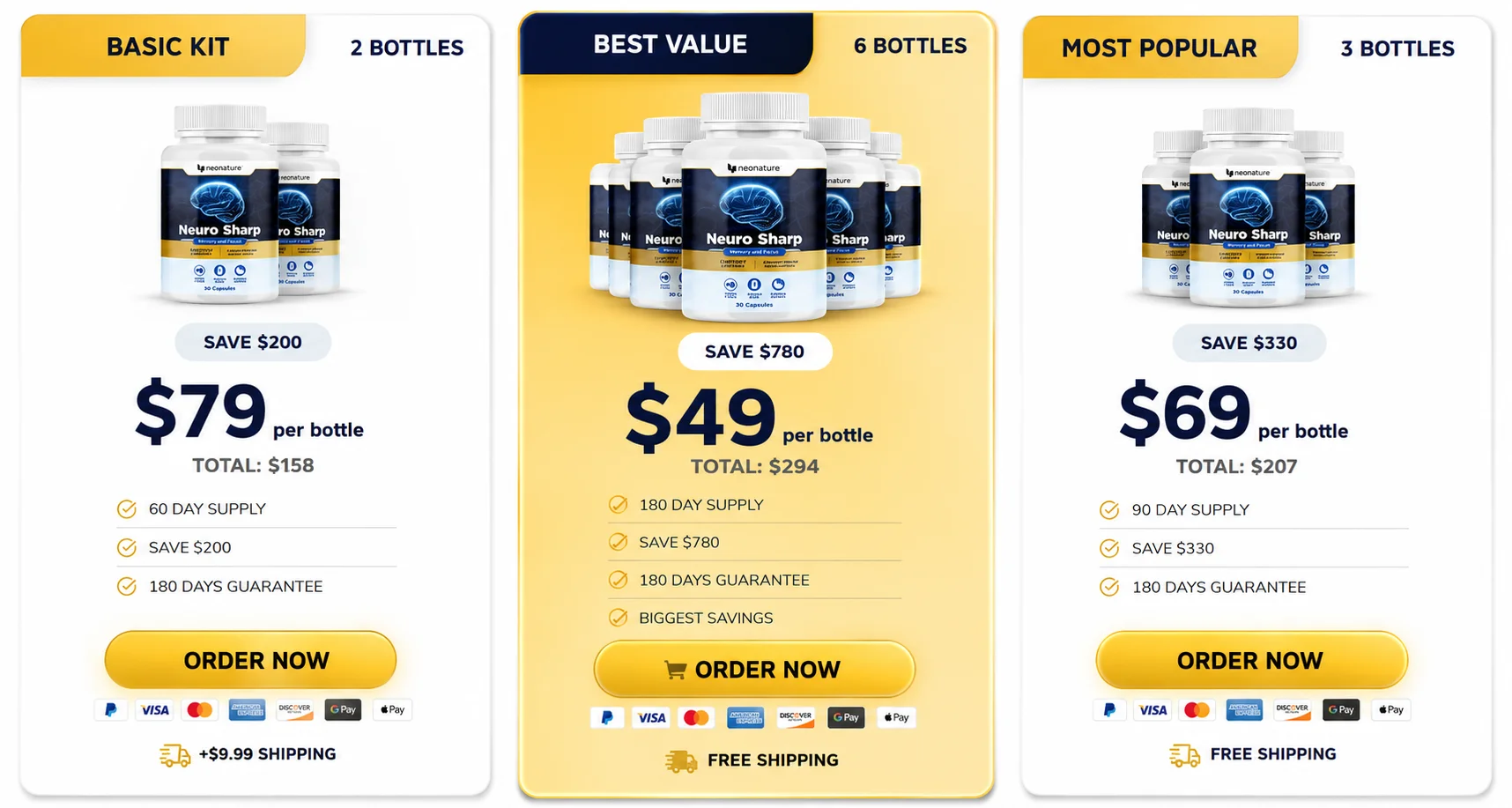 Neuro Sharp pricing and buying options on official website
